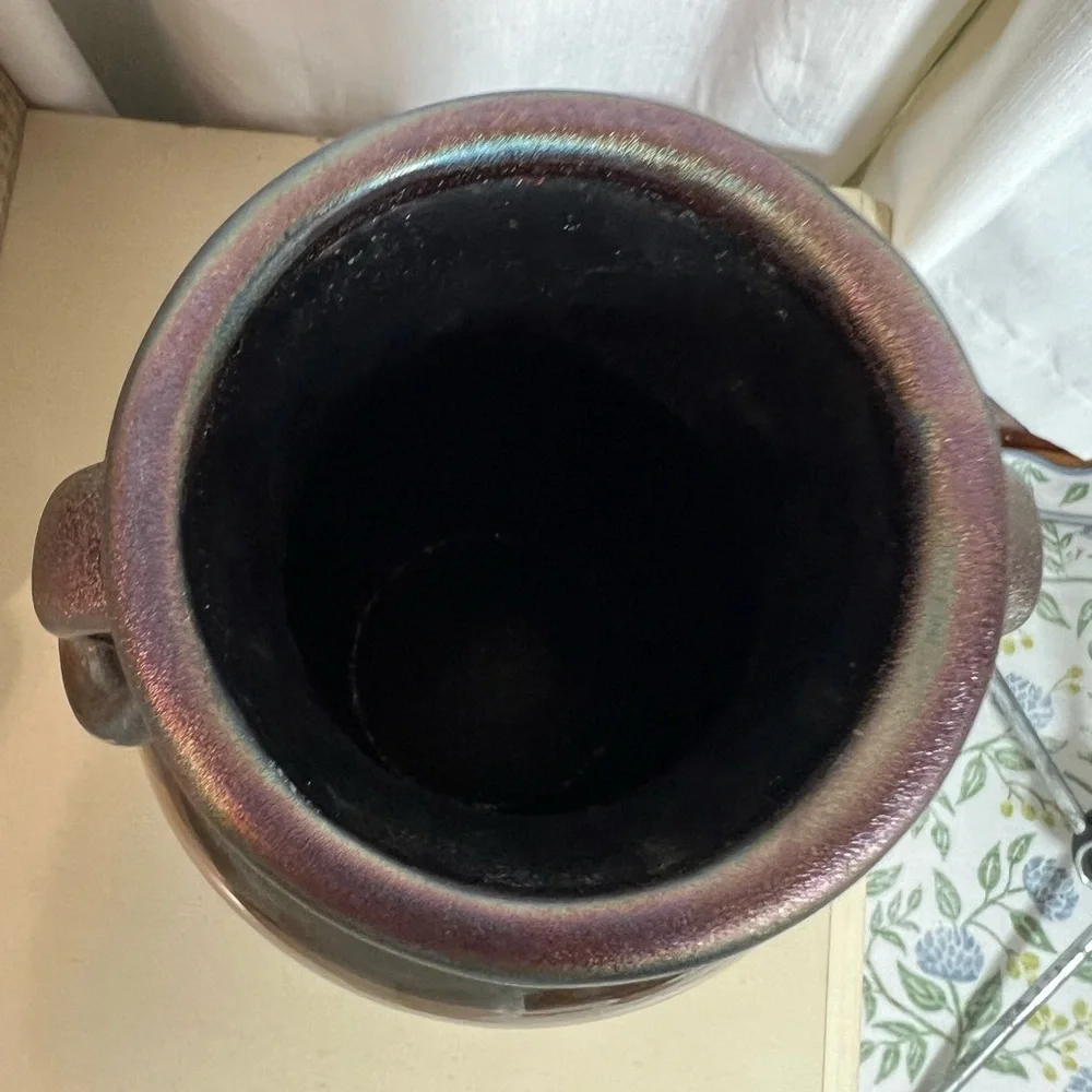 Beautiful Vintage Pottery Brown Green and Copper Glazed Base